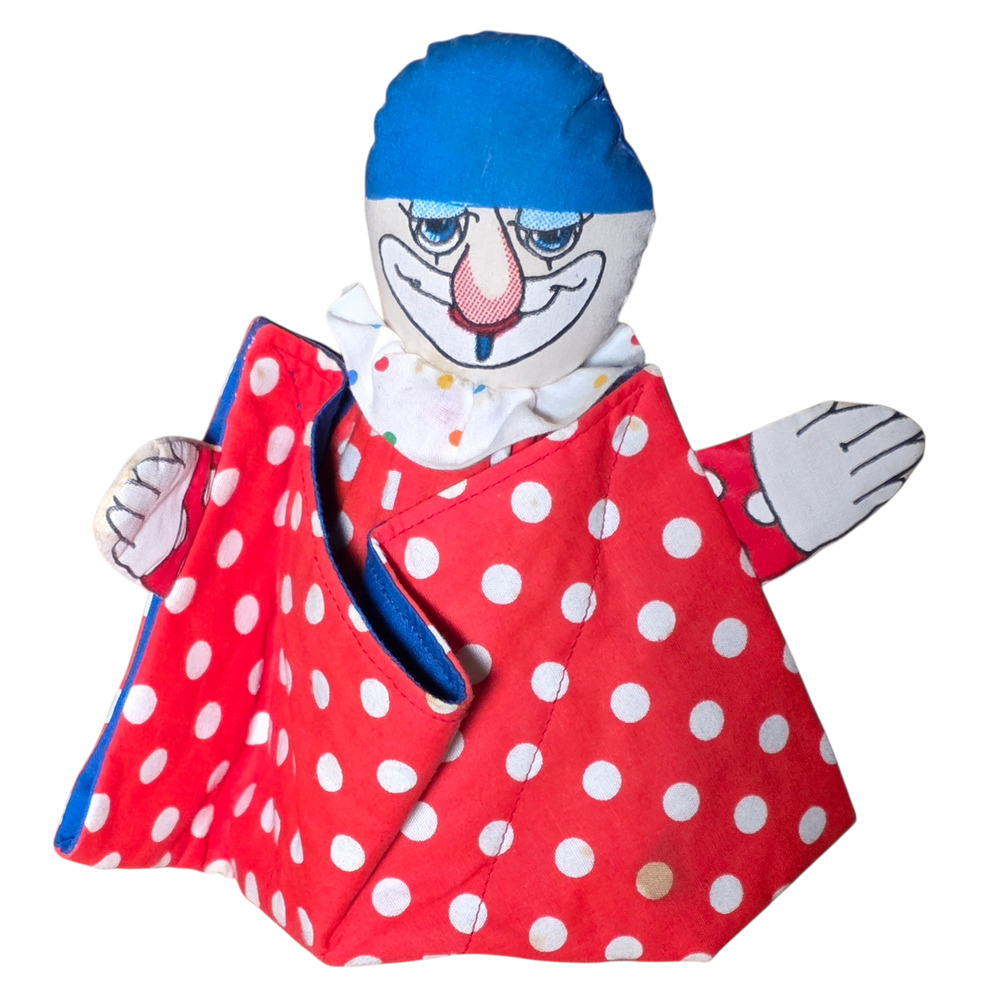 Vintage 1990 Jumpers Clown Doll Spring Base Polka Dot Shelf Sitter 8" USA Made
